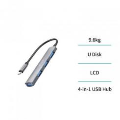 Adaptador CE tipo C a USB 4 en 1, gris