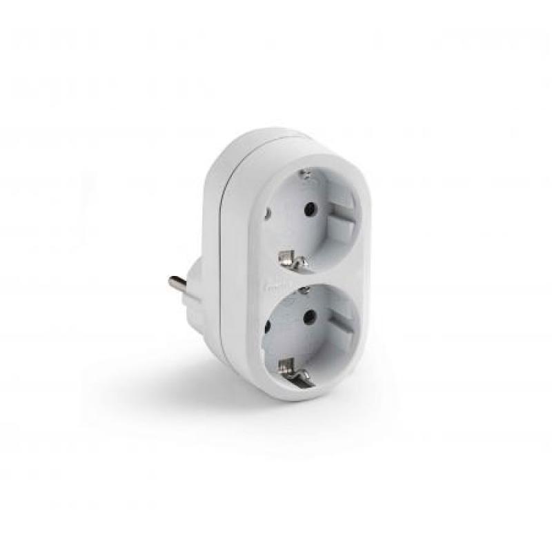 Adaptador doble TT 16A-250V Blanco