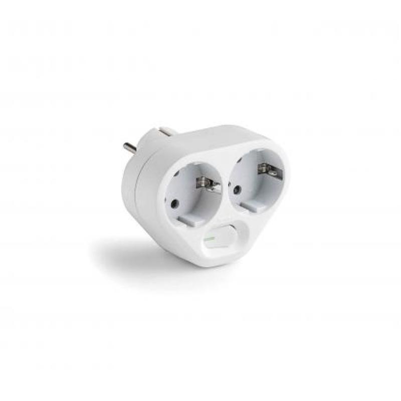 Adaptador doble TT 16A-250V C/interruptor