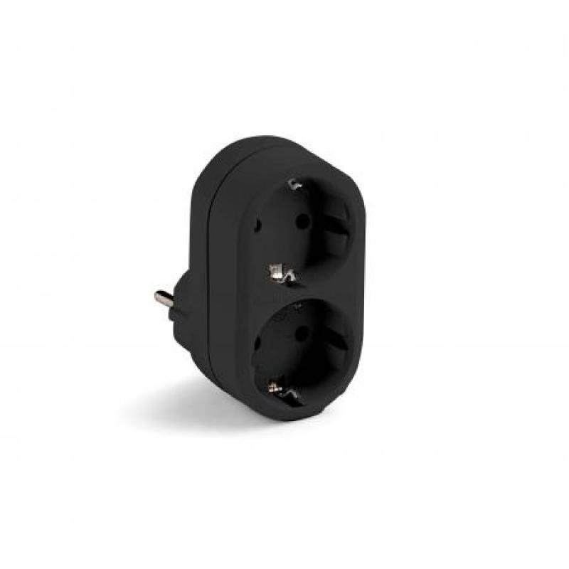 Adaptador doble TT 16A-250V Negro