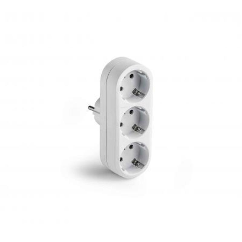 Adaptador triple TT 16A-250V Blanco
