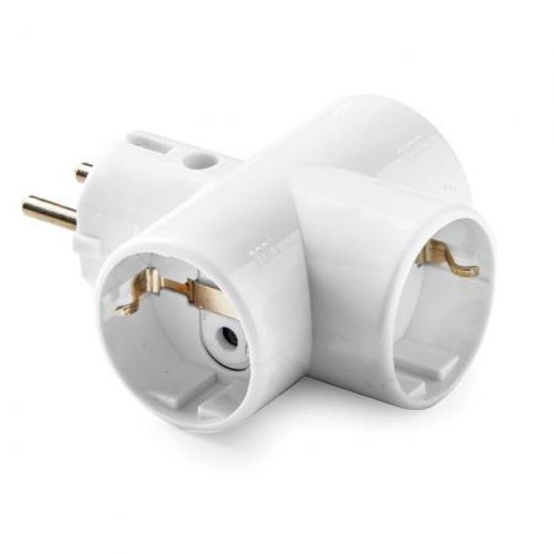 Adaptador triple TT Cerámica 16A-250V