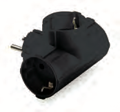 Adaptador triple TT Lateral 16A-250V Negro