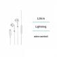 Auriculares semi-intrauditivos con cable y tipo trigo, interfaz Lightning, blanco