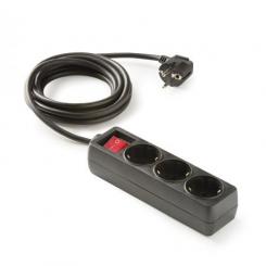 Base 3 tomas TT C/Int.Cable 1,5 m. Negro