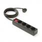 Base 4 tomas TT C/Int.Cable 1,5 m. Negro
