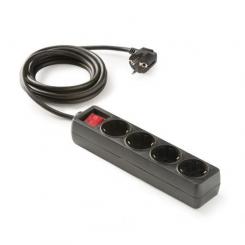 Base 4 tomas TT C/Int.Cable 1,5 m. Negro