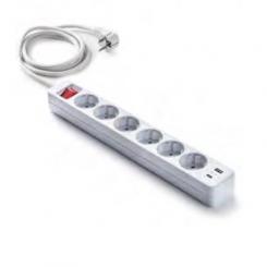 Base 6 tomas TT+2 USB A+C C/Int.Cable 1,5 m.