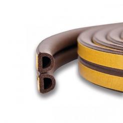 Burlete puert y vent. Tipo (D).Adhes 9x6mm x 6m / Marron. Caja-display 1 rollo