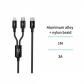 C-C y L aleación de aluminio trenzado uno a dos cable de datos 1M 3A negro CE