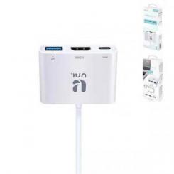 Cable adaptador Hub 3 en 1 TIPO-C Plata