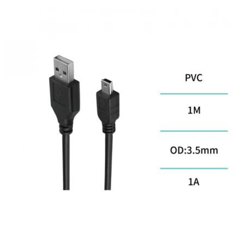 Cable USB a Mini Pin5 1m – Negro
