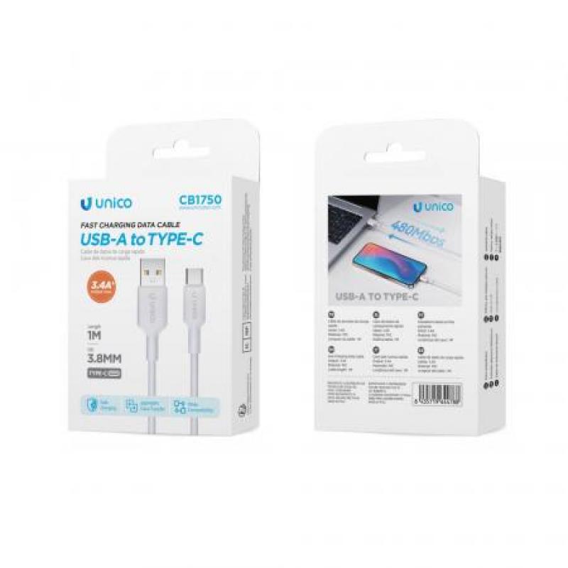 Cable USB a Tipo-C 3.4A 1m – Blanco