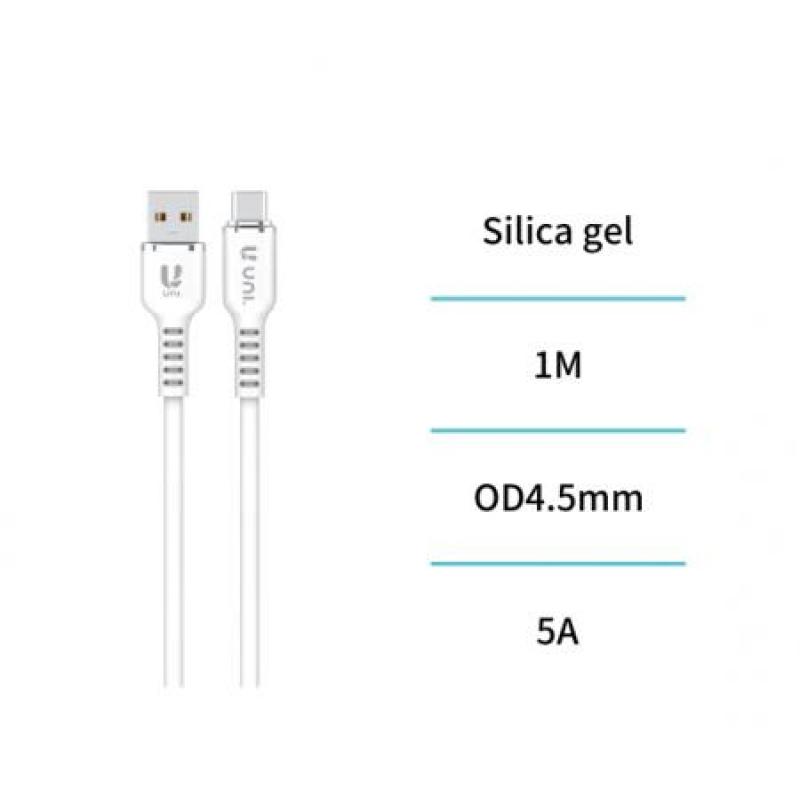 Cable USB a Tipo-C 5A carga rapida – Blanco