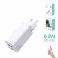 Cargador de viaje, PD A+C 65W , Blanco
