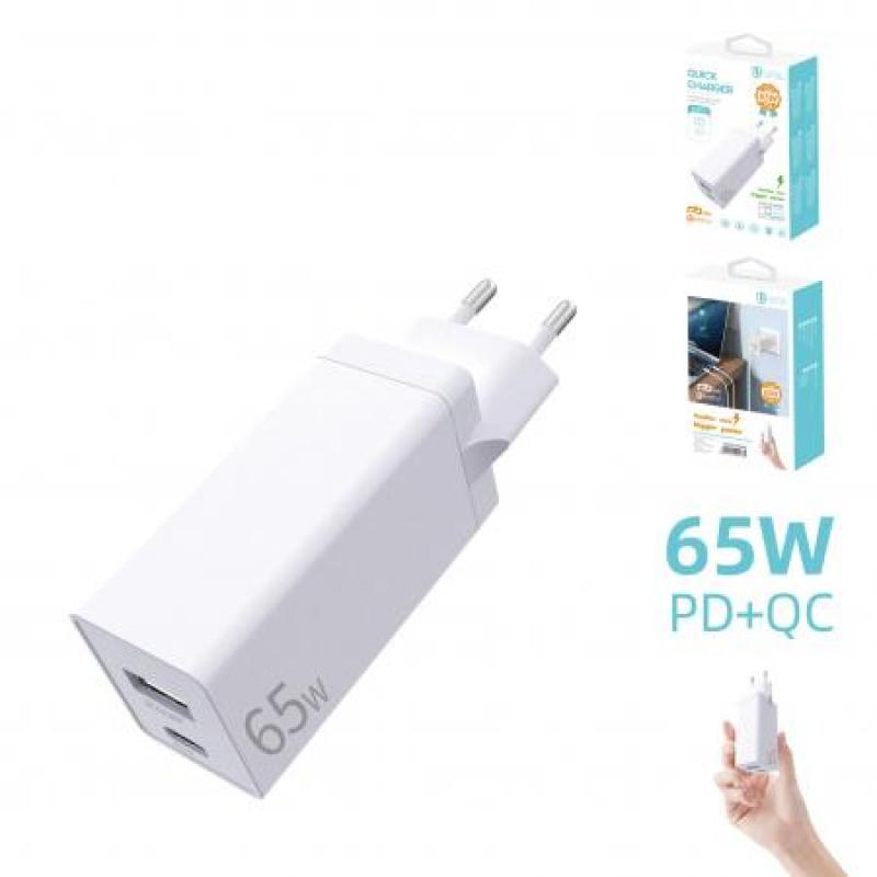 Cargador de viaje, PD A+C 65W , Blanco