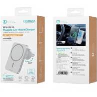 Cargador inalámbrico magnético para coche blanco (incluye cable TIPO C de 1 m y 2 A)