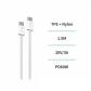 CE blanco gris de carga rápido C-C el 1,5M del cable trenzado de alta densidad de 3A PD60W OD3.8