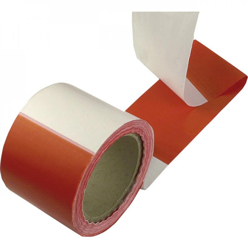 CINTA BARRERA ADVERTENCIA ROJO-BL. LOGO 80MMX250 M
