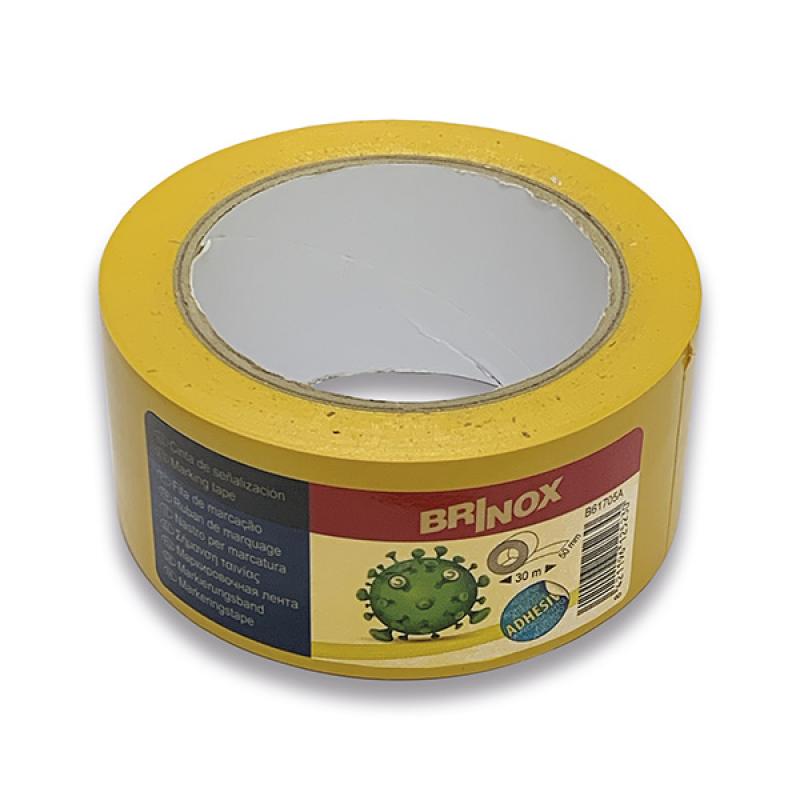 Cinta de señalización adhesiva. 50 mm x 30 m. Amarillo. Rollo