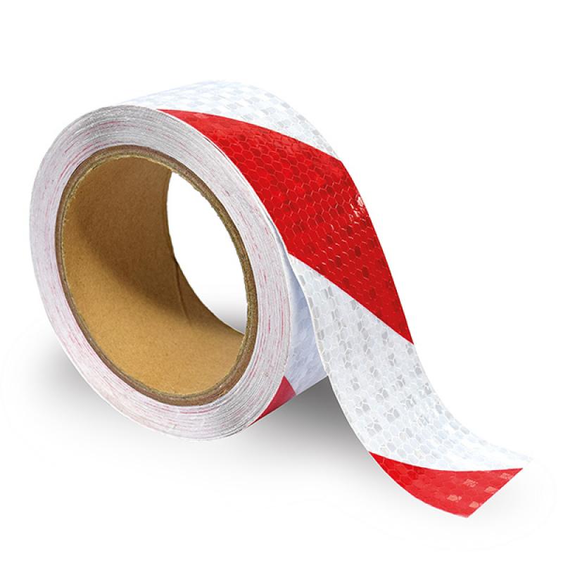 Cinta reflectante adhesiva. 5cm x 10m. Rojo-Blanco
