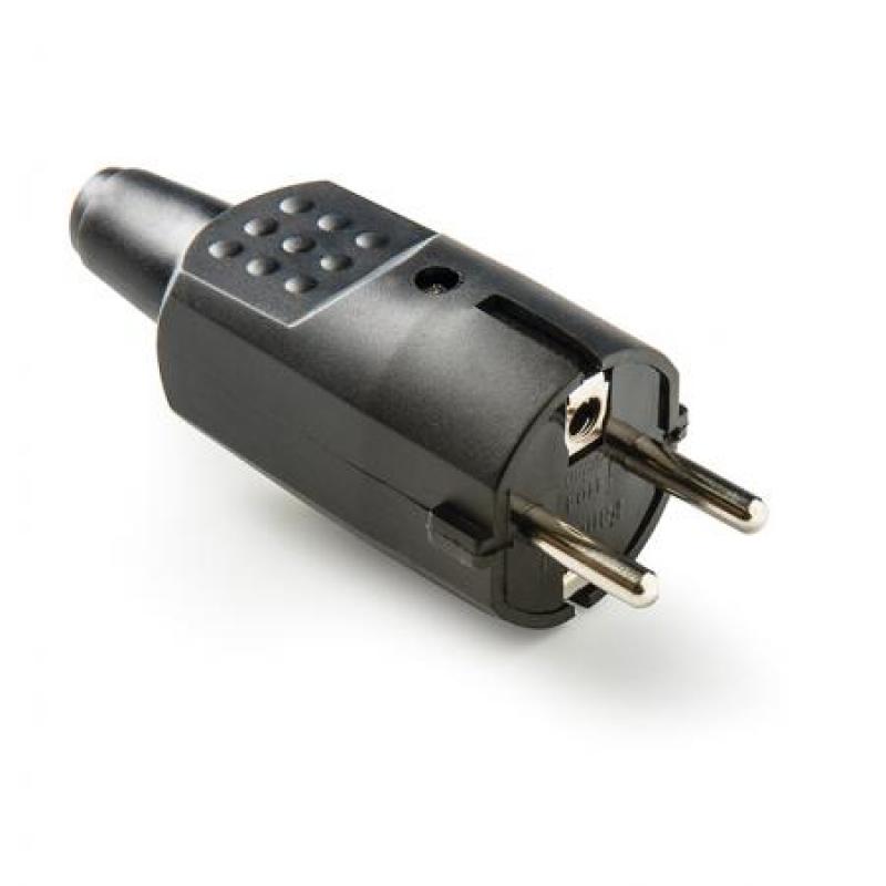 Clavija 4,8mm PVC goma 16A-250V Negro
