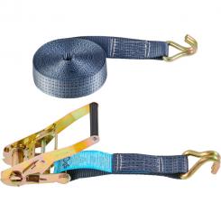 CORREA AMARRE 2 PIEZAS TRINQUETE TENSOR GANCHO PUNTIAGUDO 50MMX12M 5000 KG
