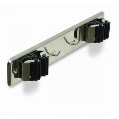 Cuelga escobas Doble con rodillos / Acero inox. Blister 1 ud.