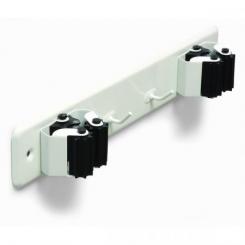 Cuelga escobas Doble con rodillos / Lacado blanco. Blister 1 ud.