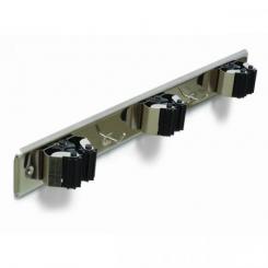Cuelga escobas Triple con rodillos / Acero inox. Blister 1 ud.