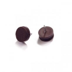 Deslizadores de fieltro con clavo Ø 24 mm / Marrón. Blister 8 uds.