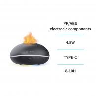 Difusor de aromaterapia RGB de flama – Negro