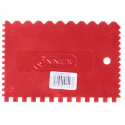 ESPATULA DENTADA PLASTICO 4 DIENTES DIFERENTES 130X90MM