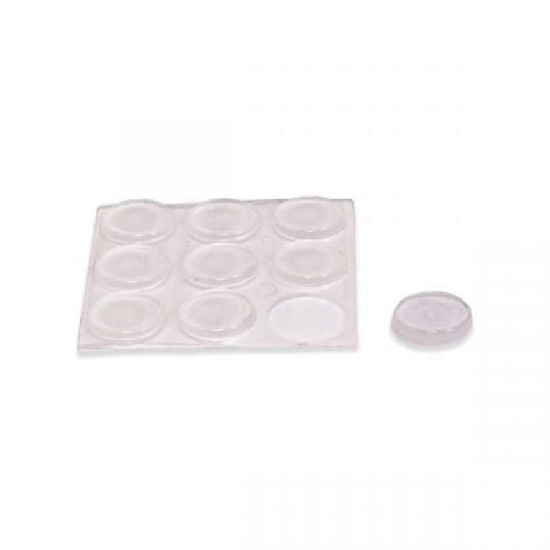 Gotas planas adhesivas. Ø17 mm Alto 3 mm / Transparente. Blister 9 past.