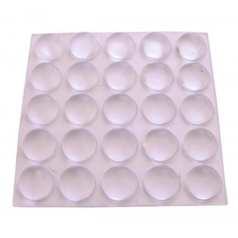 Gotas protectoras adhesivas. Ø10 mm Alto 5 mm / Transparente.Blister 25 past.