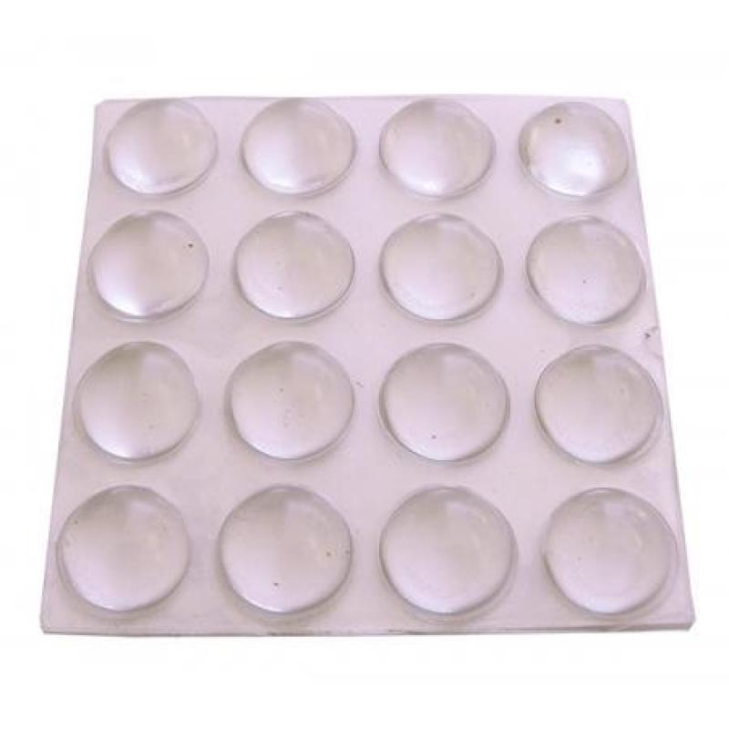 Gotas protectoras adhesivas. Ø12 mm Alto 6 mm / Transparente.Blister 16 past.