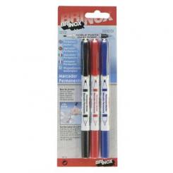 Marcador permanente. Doble punta / Surtido 3 colores.Blister 3 ud