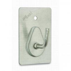 Percha Gancho grande. Adhesiva / Acero inox. Blister 2 uds.