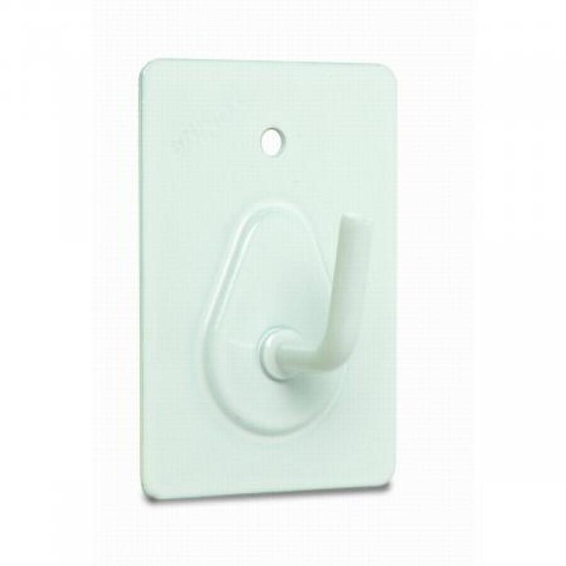 Percha Gancho grande. Adhesiva / Lacado Blanco. Blister 2 uds.