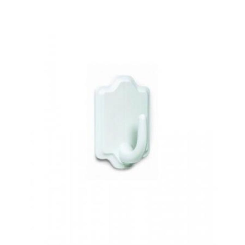 Percha plastico mediana. Adhesiva / Blanco. Blister 2 uds.