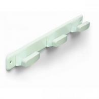 Perchero 3 brazos. Acero inox / Lacado blanco. Blister 1 ud.