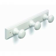 Perchero Madera 3 pomos Redondos. Lacado Blanco