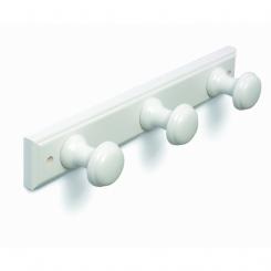 Perchero Madera 3 pomos Redondos. Lacado Blanco