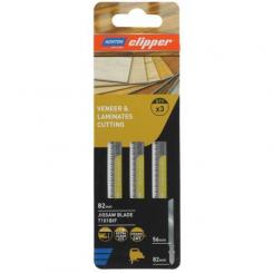 Perfectas hoja de sierra de calar para cortar laminados y chapas de madera. Tienen unos dientes afilados que realizanun corte recto y sin rebabas.