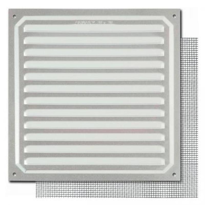 Rejilla 20x20 cm. Con mosquitera / Aluminio. Blister 1 ud.