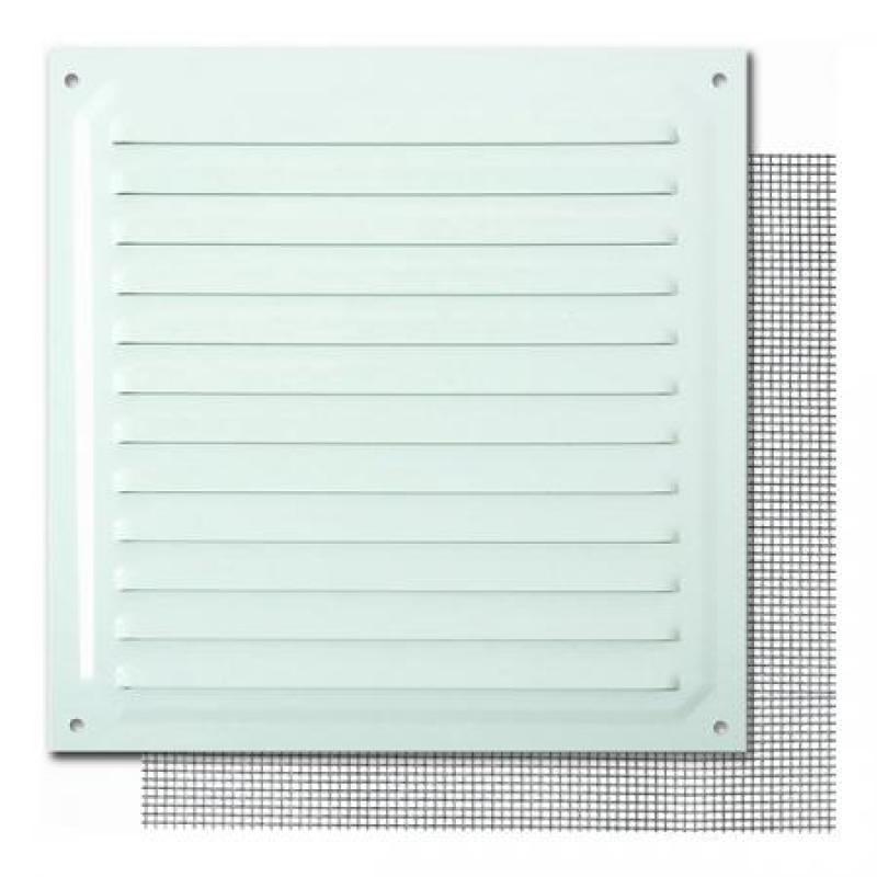 Rejilla 20x20 cm. Con mosquitera / Lacado blanco. Blister 1 ud.