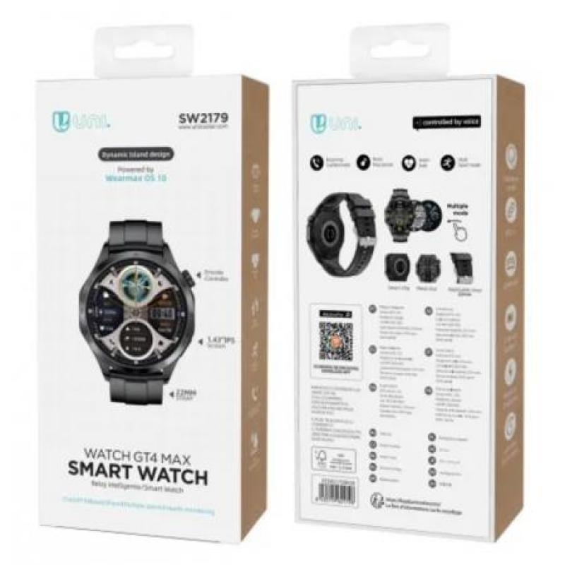Reloj inteligente MActivePro APP Pantalla redonda de 1,43 pulgadas Correa de 22 mm Color negro CE