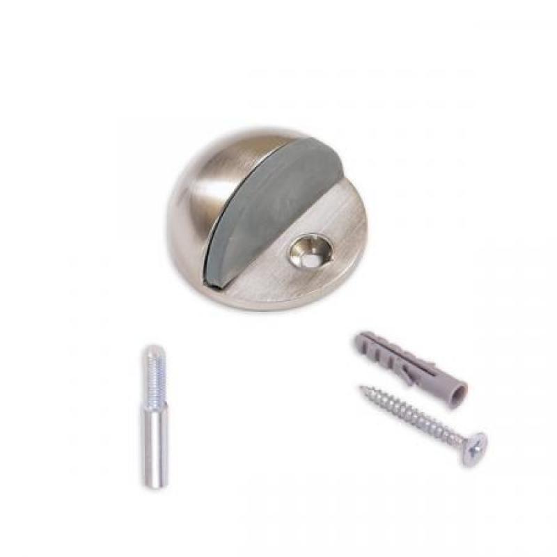 Tope puerta con Pivote y tornillo / Inox satinado. Blister 1 ud.